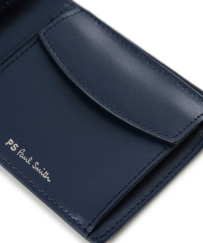 PAUL SMITH PS LEATHER BI-FOLD COIN POUCH WALLET NAVY BLUE RRP £130 NEW IN BOX