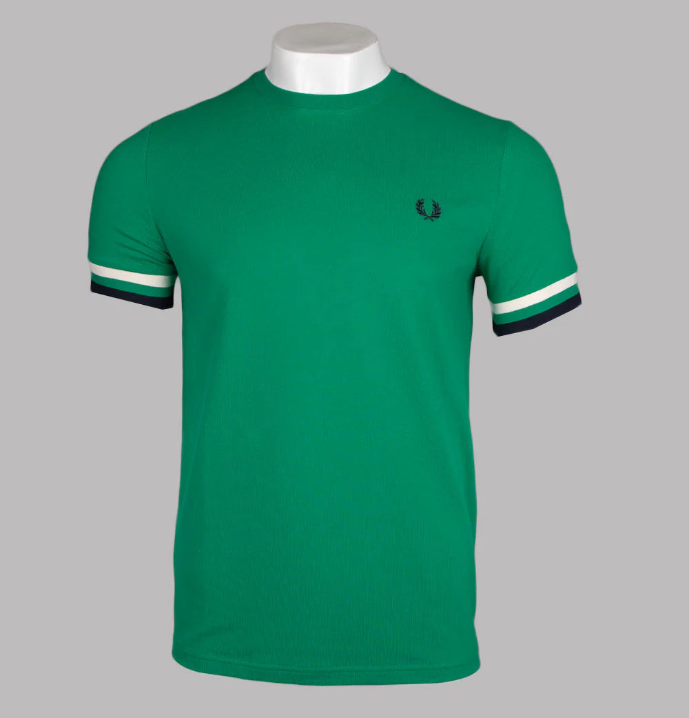 FRED PERRY BOLD TIPPED PIQUE COTTON T-SHIRT GREEN 2XL RRP £55 BNWT