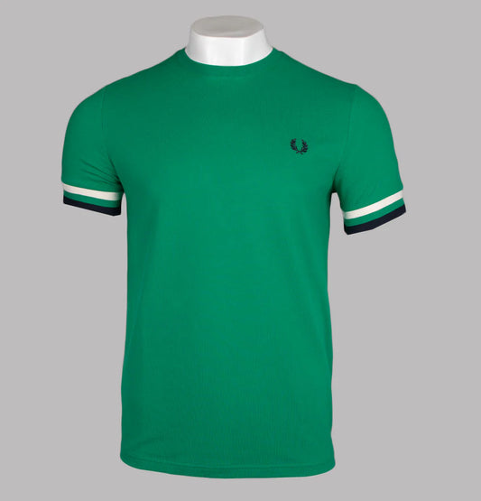 FRED PERRY BOLD TIPPED PIQUE COTTON T-SHIRT GREEN 2XL RRP £55 BNWT