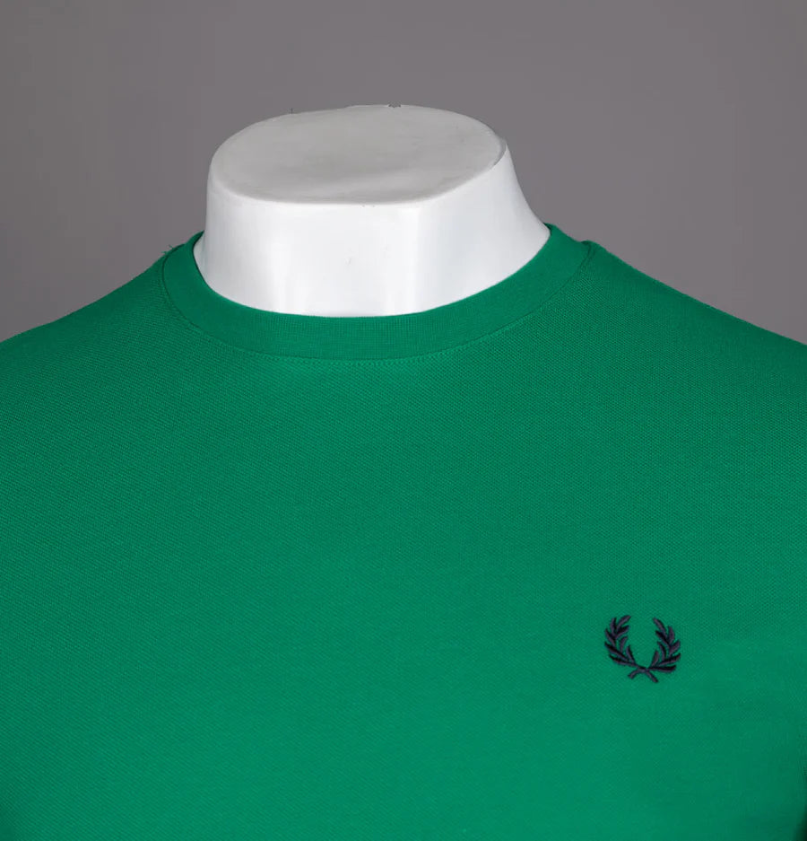 FRED PERRY BOLD TIPPED PIQUE COTTON T-SHIRT GREEN 2XL RRP £55 BNWT