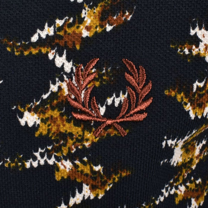 FRED PERRY PIQUE COTTON GRAPHIC PRINT POLO SHIRT NAVY 2XL RRP £95 BNWT