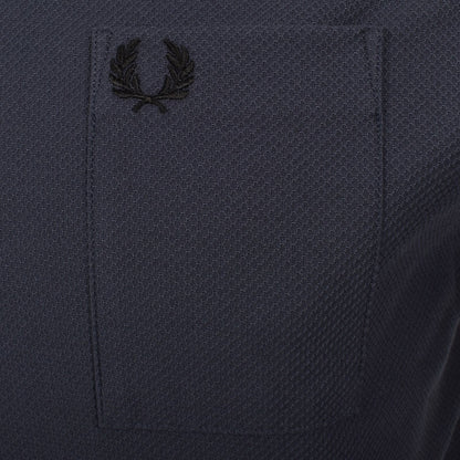 FRED PERRY PIQUE COTTON POCKET DETAIL T-SHIRT DARK AIRFORCE BLUE RRP £60 BNWT