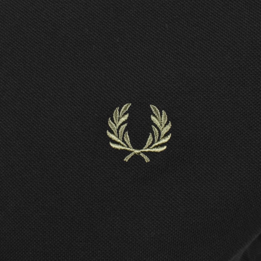 FRED PERRY STRIPED CUFF PIQUE COTTON T-SHIRT BLACK LARGE RRP £60 BNWT