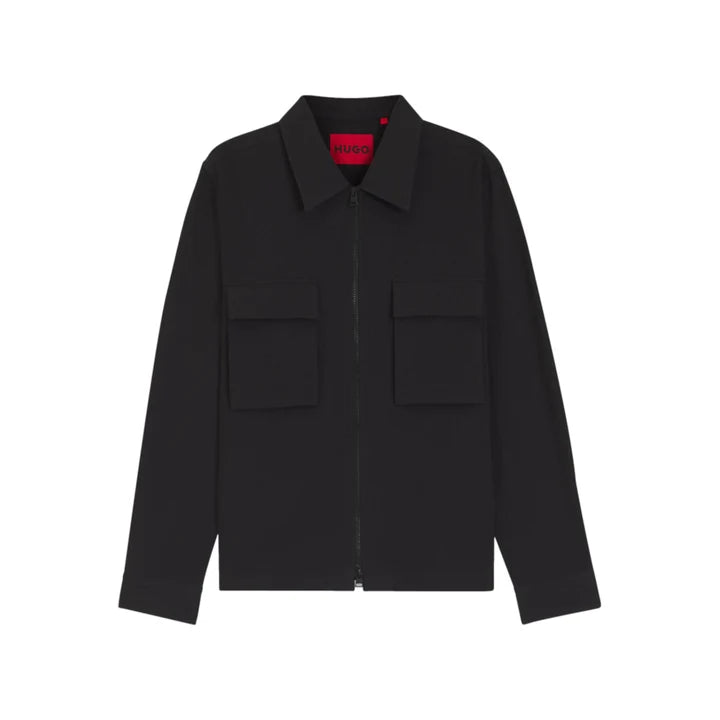HUGO BY HUGO BOSS ESELIO SEERSUCKER COTTON OVERSHIRT BLACK LARGE RRP £199 BNWT