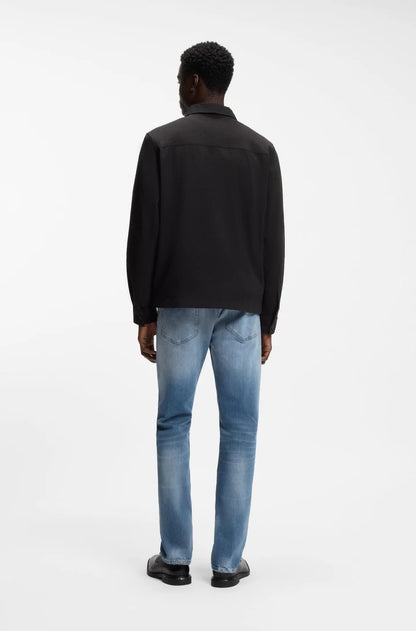 HUGO BY HUGO BOSS ESELIO SEERSUCKER COTTON OVERSHIRT BLACK LARGE RRP £199 BNWT