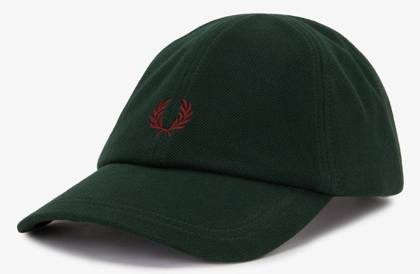 FRED PERRY PIQUE COTTON 6 PANEL BASEBALL CAP GRASSROOTS GREEN/OXBLOOD RRP £50 BNWT