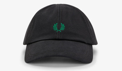 FRED PERRY PIQUE COTTON 6 PANEL BASEBALL CAP ANCHOR GREY/SPORT GREEN RRP £50 BNWT