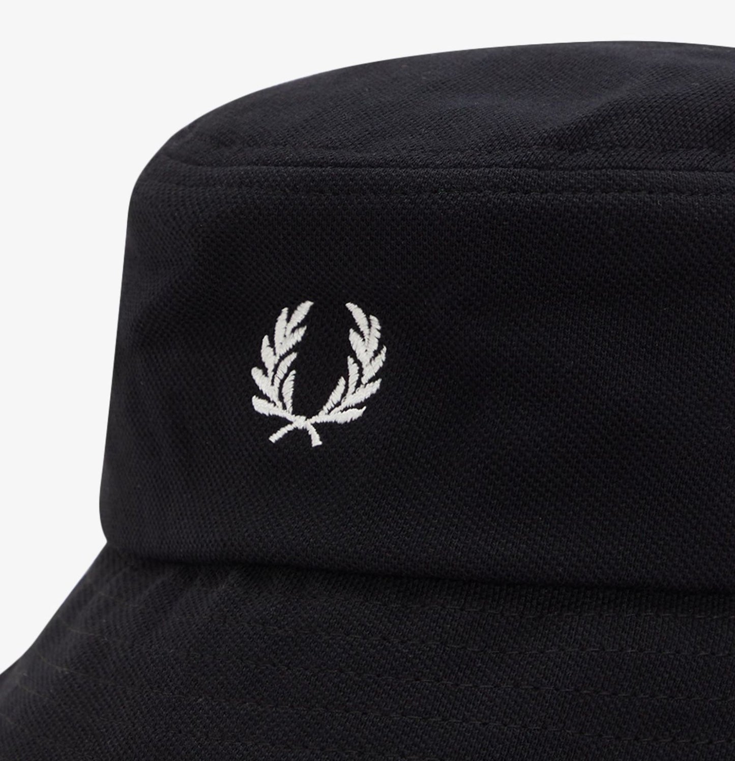 FRED PERRY LAUREL WREATH LOGO PIQUE COTTON BUCKET HAT BLACK ONE SIZE RRP £55 NEW