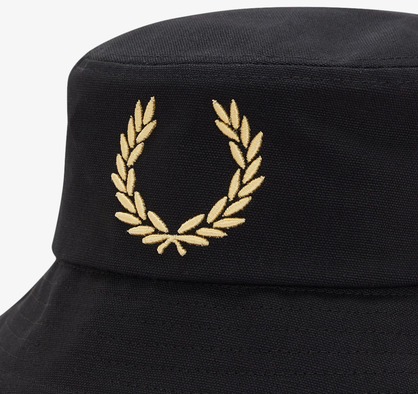 FRED PERRY BOLD EMBROIDERED BUCKET HAT BLACK/CHAMPAGNE RRP £55 BNWT