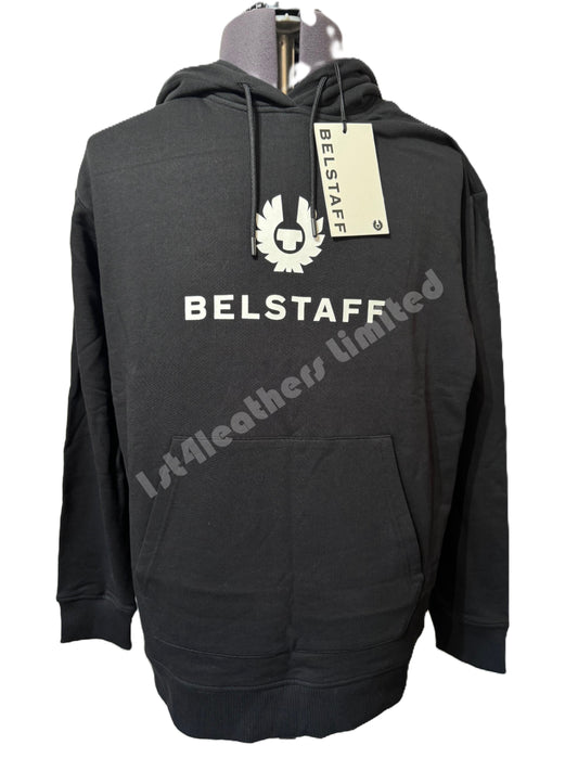 BELSTAFF NORTHVIEW HOODIE SWEATSHIRT BLACK OVERSIZED RRP £160 BNWT