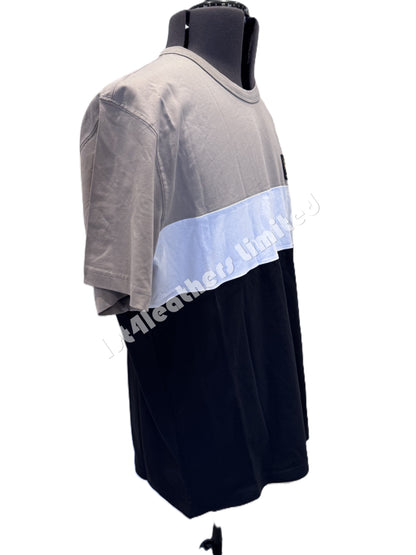BELSTAFF COLOUR BLOCK COTTON T-SHIRT IN PUMICE/WHITE/BLACK 2XL RRP £99 BNWT