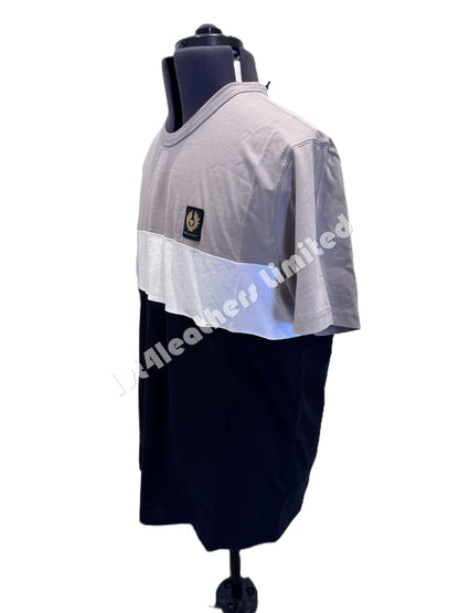BELSTAFF COLOUR BLOCK COTTON T-SHIRT IN PUMICE/WHITE/BLACK 2XL RRP £99 BNWT