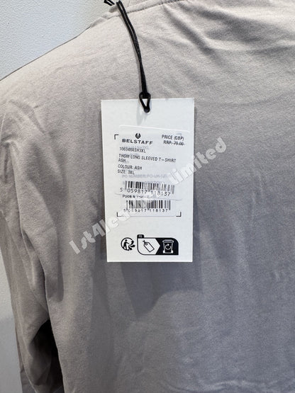 BELSTAFF THOM LONG SLEEVE COTTON T-SHIRT ASH GREY 3XL RRP £75 BNWT
