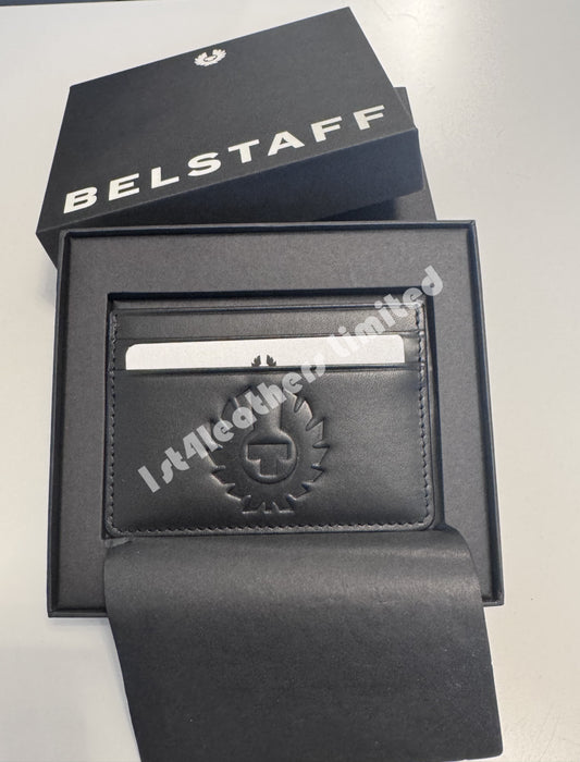 BELSTAFF WHEATLE ITALIAN LEATHER CARD HOLDER WALLET BLACK RRP £75 NEW IN BOX
