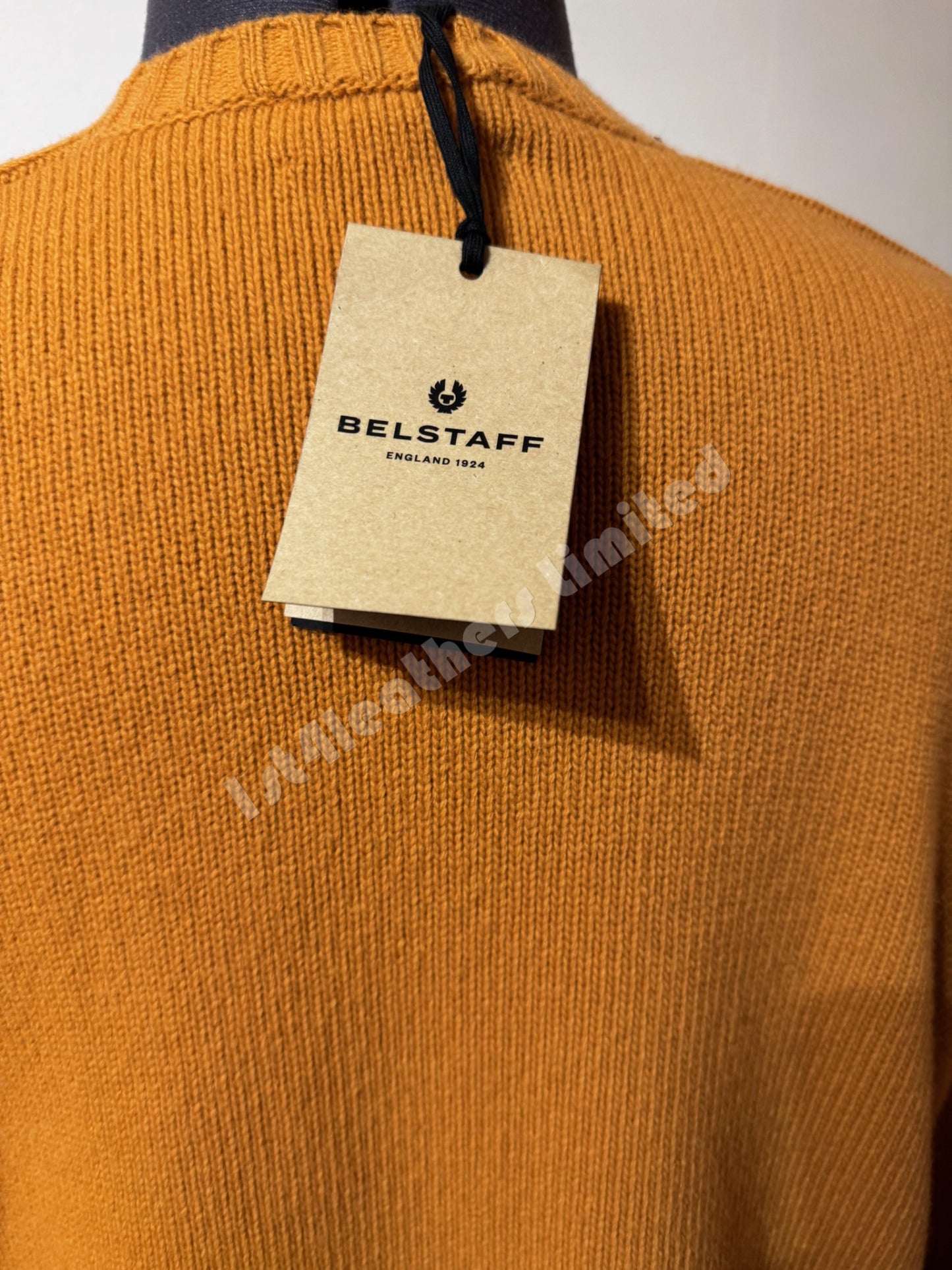 BELSTAFF WATCH CREW NECK WOOL JUMPER IN GOLDEN OAK RRP £275 BNWT