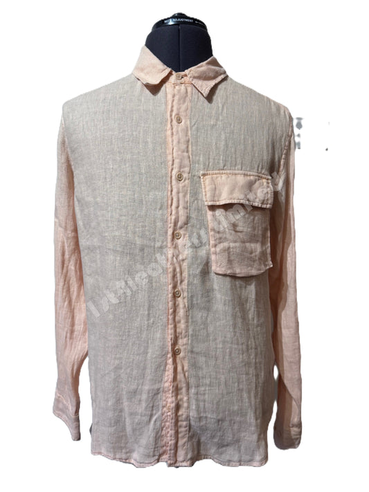 BELSTAFF SCALE LINEN LONG SLEEVE SHIRT PEACH MEDIUM RRP £160 BNWT