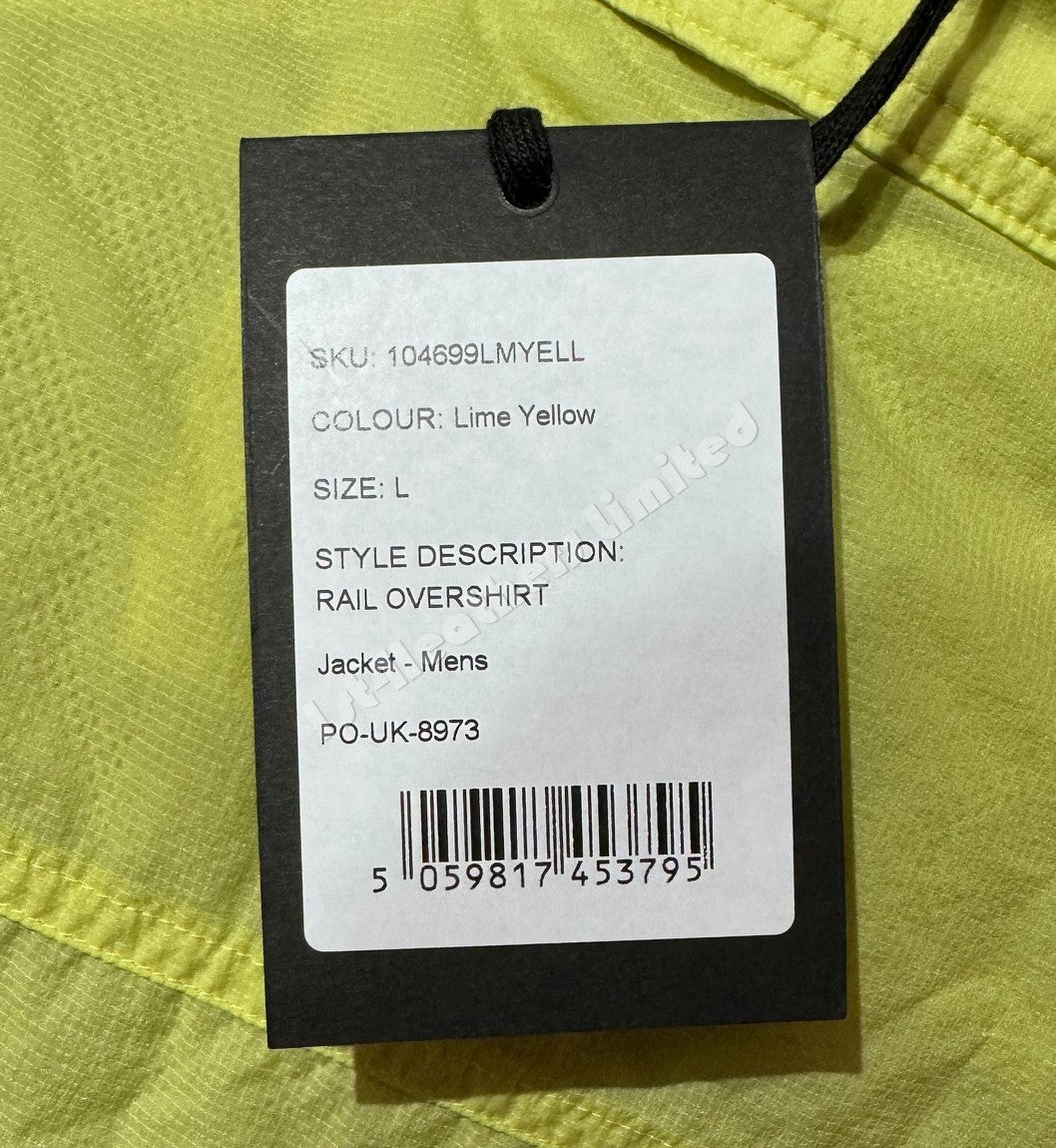 BELSTAFF RAIL COTTON BLEND GABARDINE OVERSHIRT IN LIME YELLOW UK40 L RRP £250