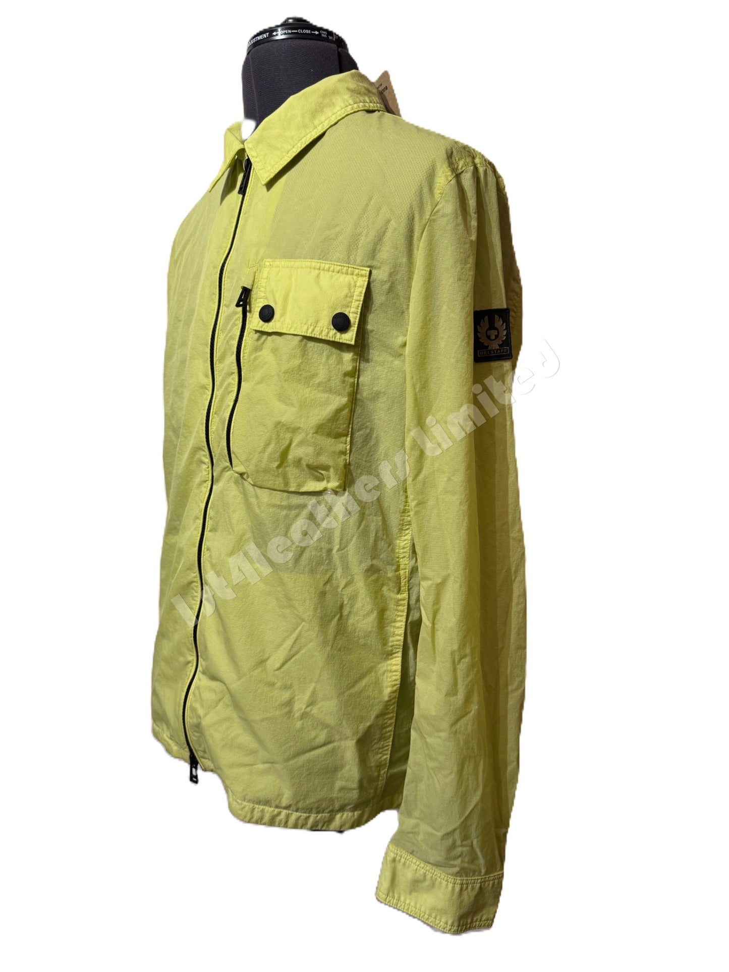 BELSTAFF RAIL COTTON BLEND GABARDINE OVERSHIRT IN LIME YELLOW UK40 L RRP £250