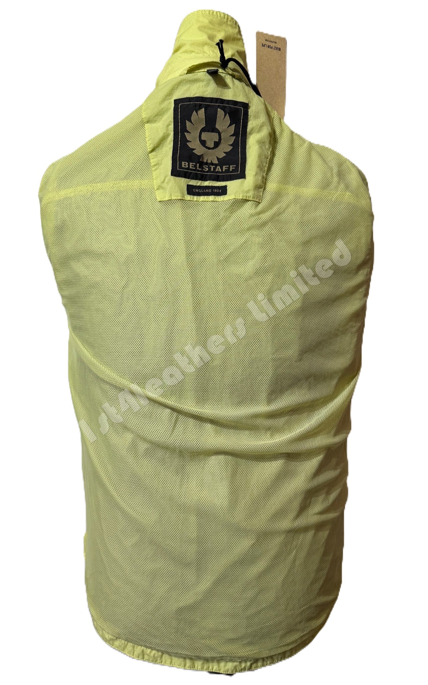 BELSTAFF RAIL COTTON BLEND GABARDINE OVERSHIRT IN LIME YELLOW UK40 L RRP £250