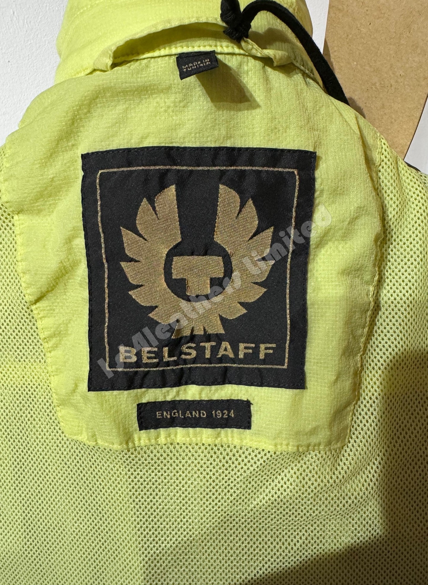 BELSTAFF RAIL COTTON BLEND GABARDINE OVERSHIRT IN LIME YELLOW UK40 L RRP £250