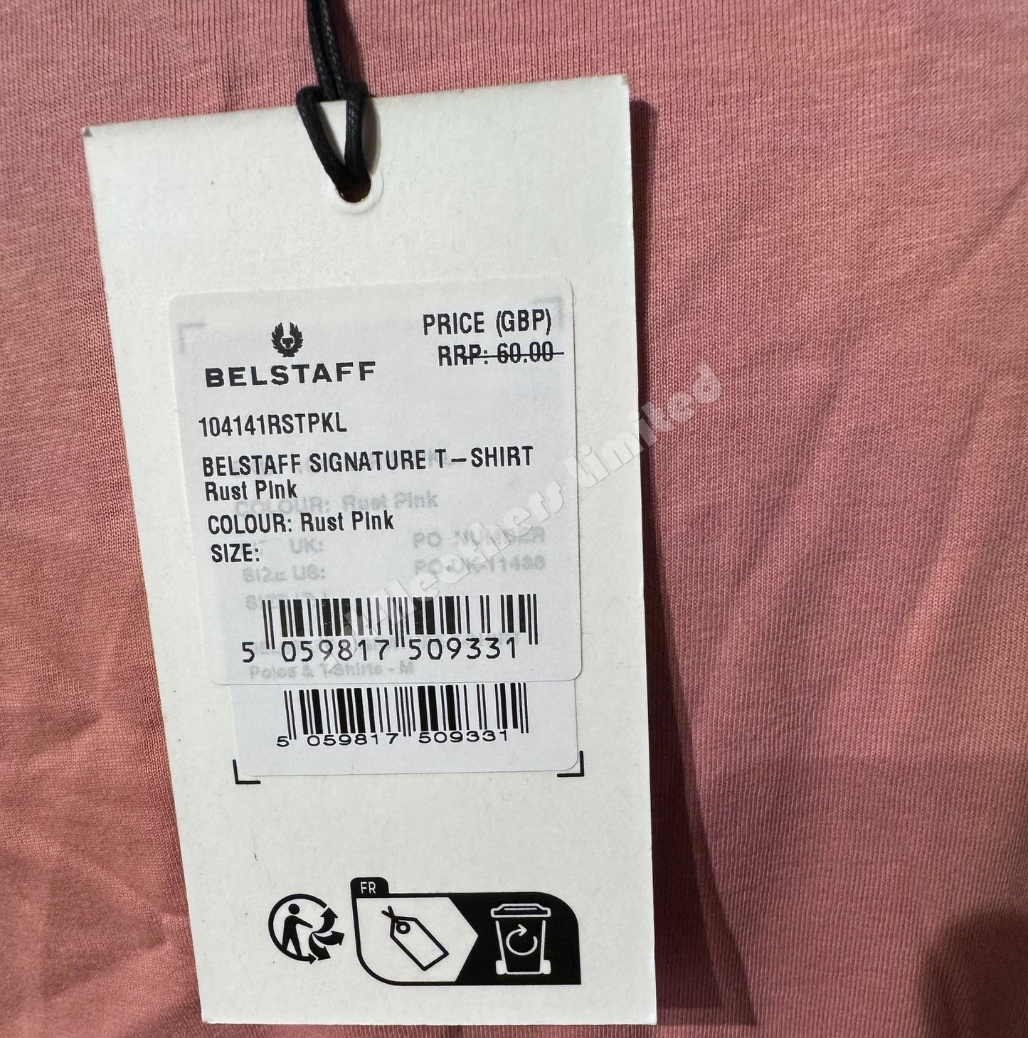 BELSTAFF SIGNATURE COTTON T-SHIRT RUST PINK RRP £65 BNWT