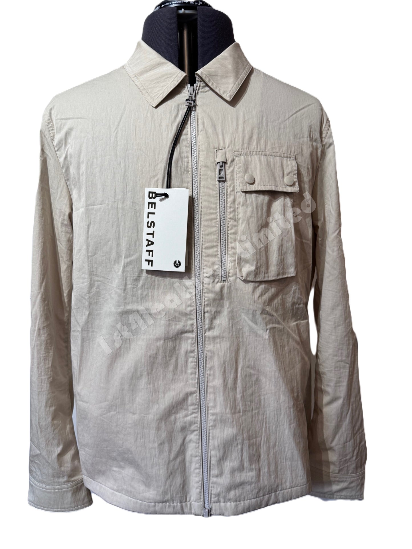 BELSTAFF RAIL COTTON BLEND GABARDINE OVERSHIRT IN MOONBEAM UK44 2XL RRP £250