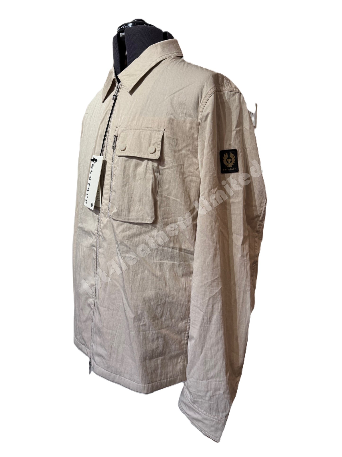 BELSTAFF RAIL COTTON BLEND GABARDINE OVERSHIRT IN MOONBEAM UK44 2XL RRP £250