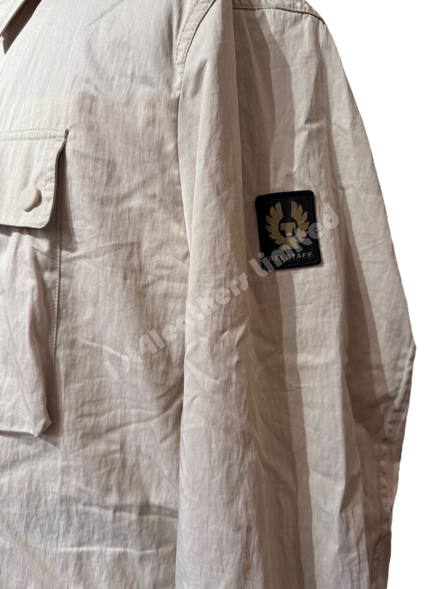 BELSTAFF RAIL COTTON BLEND GABARDINE OVERSHIRT IN MOONBEAM UK44 2XL RRP £250