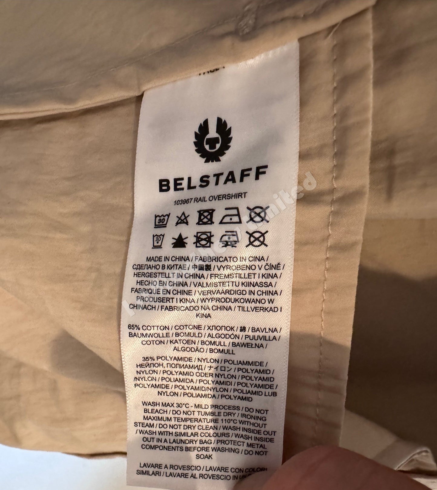 BELSTAFF RAIL COTTON BLEND GABARDINE OVERSHIRT IN MOONBEAM UK44 2XL RRP £250