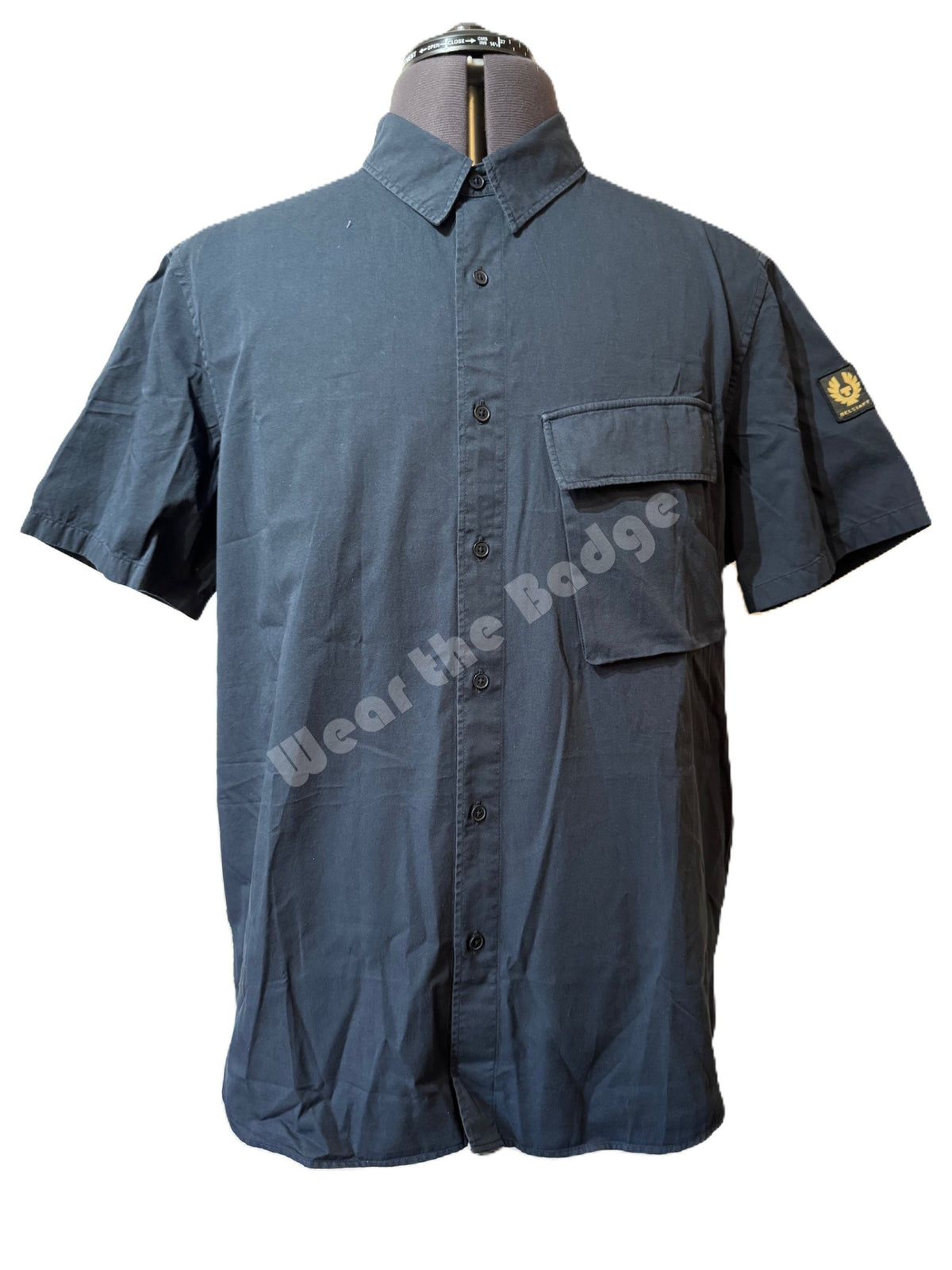 BELSTAFF SCALE SHORT SLEEVE COTTON SHIRT DARK INK NAVY RRP £120 BNWT