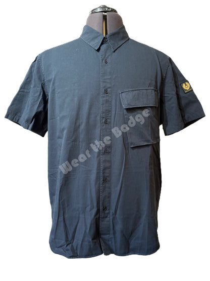 BELSTAFF SCALE SHORT SLEEVE COTTON SHIRT DARK INK NAVY RRP £120 BNWT