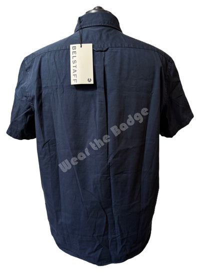 BELSTAFF SCALE SHORT SLEEVE COTTON SHIRT DARK INK NAVY RRP £120 BNWT