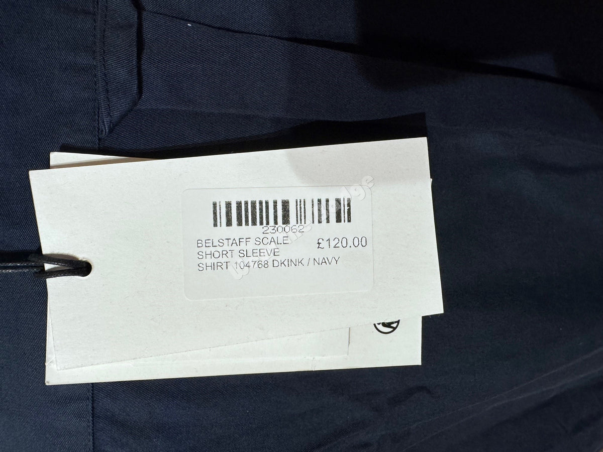 BELSTAFF SCALE SHORT SLEEVE COTTON SHIRT DARK INK NAVY RRP £120 BNWT