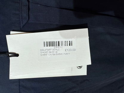 BELSTAFF SCALE SHORT SLEEVE COTTON SHIRT DARK INK NAVY RRP £120 BNWT