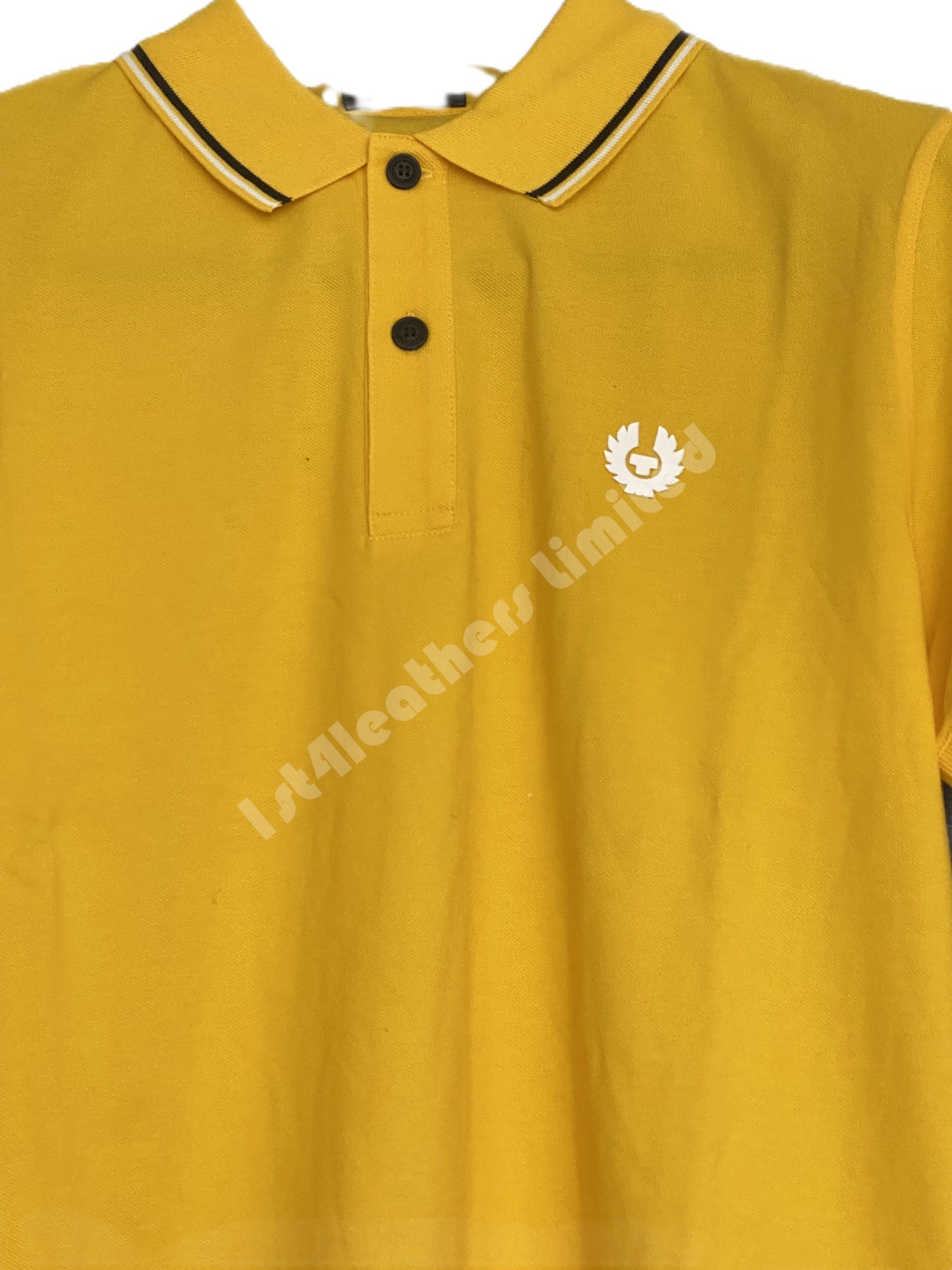BELSTAFF STEWARTON YELLOW PHOENIX LOGO COTTON POLO SHIRT SMALL RRP £75 BNWT