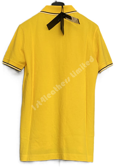 BELSTAFF STEWARTON YELLOW PHOENIX LOGO COTTON POLO SHIRT SMALL RRP £75 BNWT