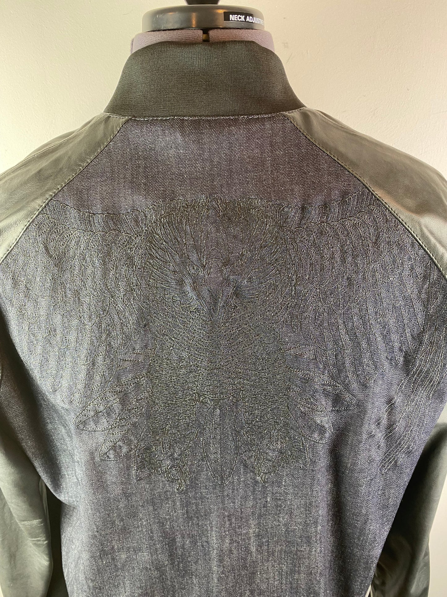 EMPORIO ARMANI BLUE DENIM & LEATHER EAGLE CREST BOMBER JACKET 3XL RRP £495 BNWT