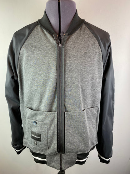 EMPORIO ARMANI BLUE DENIM & LEATHER EAGLE CREST BOMBER JACKET 3XL RRP £495 BNWT