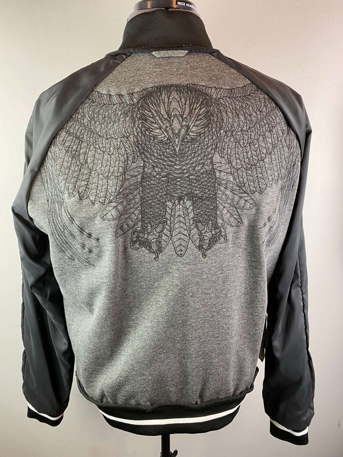 EMPORIO ARMANI BLUE DENIM & LEATHER EAGLE CREST BOMBER JACKET 3XL RRP £495 BNWT