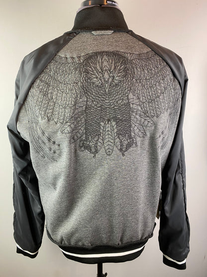 EMPORIO ARMANI BLUE DENIM & LEATHER EAGLE CREST BOMBER JACKET 3XL RRP £495 BNWT