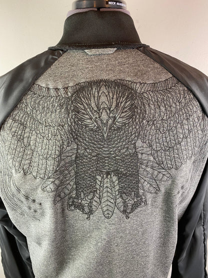 EMPORIO ARMANI BLUE DENIM & LEATHER EAGLE CREST BOMBER JACKET 3XL RRP £495 BNWT