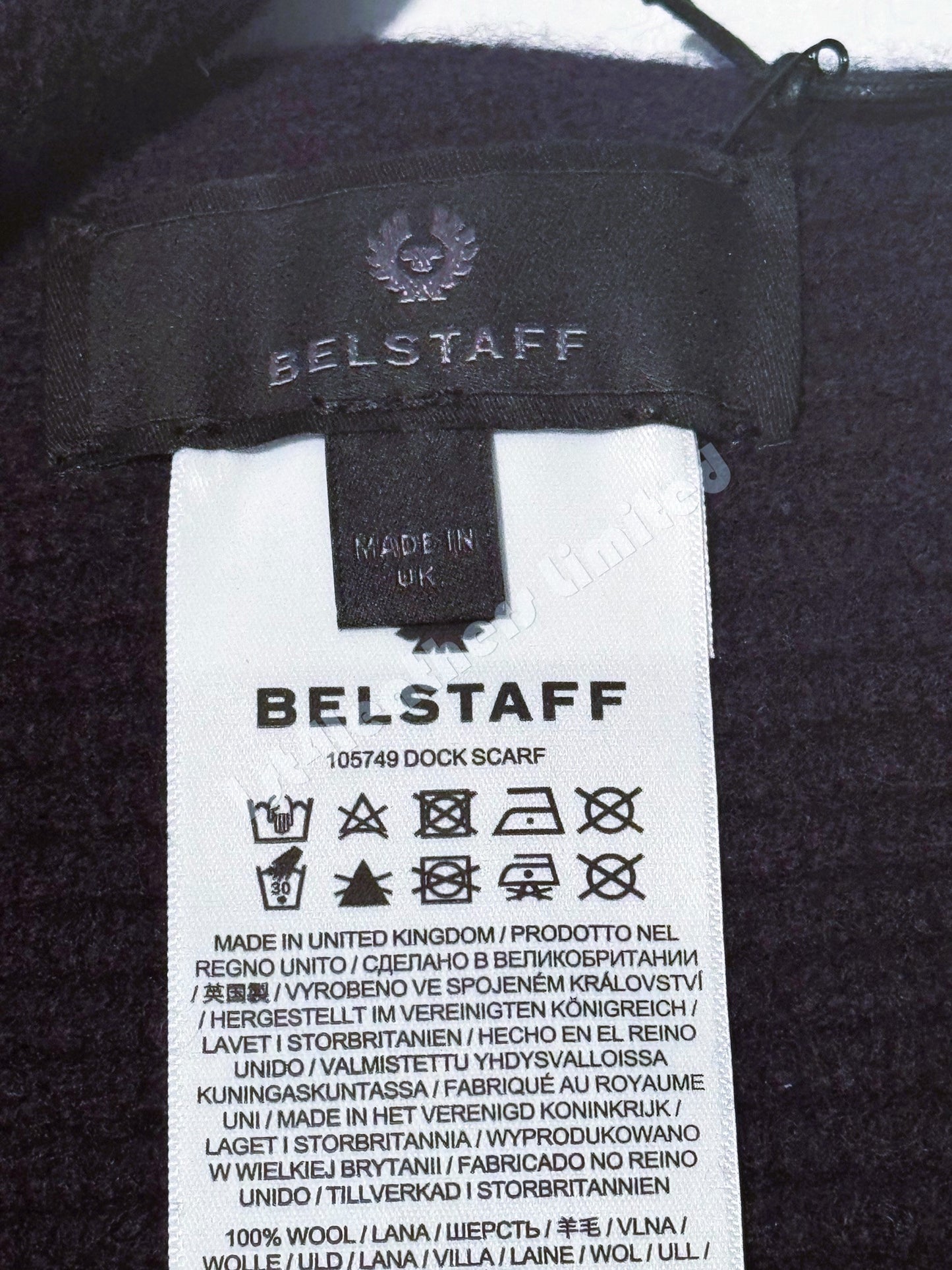 BELSTAFF PHOENIX LOGO 100% WOOL DOCK SCARF DARK INK NAVY MADE IN UK RRP £100 NEW