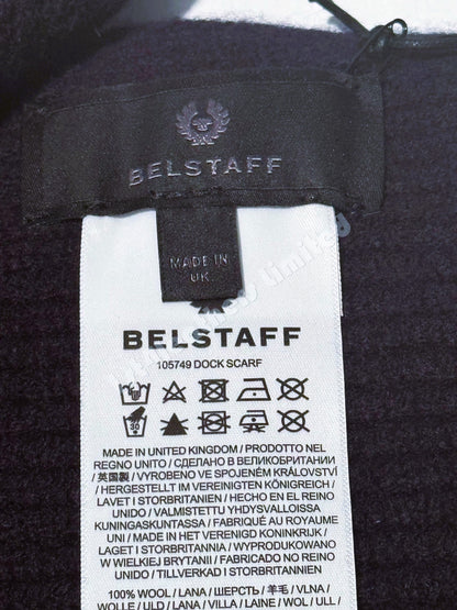 BELSTAFF PHOENIX LOGO 100% WOOL DOCK SCARF DARK INK NAVY MADE IN UK RRP £100 NEW