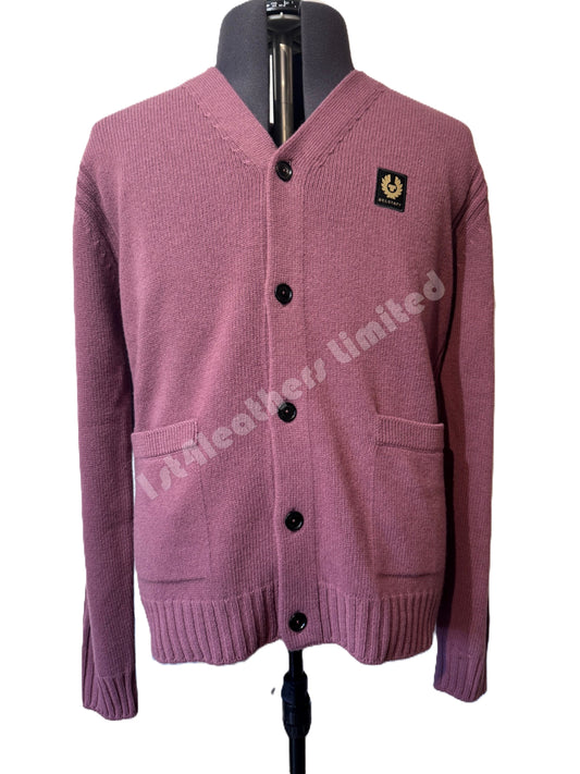 BELSTAFF WATCH BUTTON UP WOOL CARDIGAN JUMPER MULBERRY RED RRP £325 BNWT