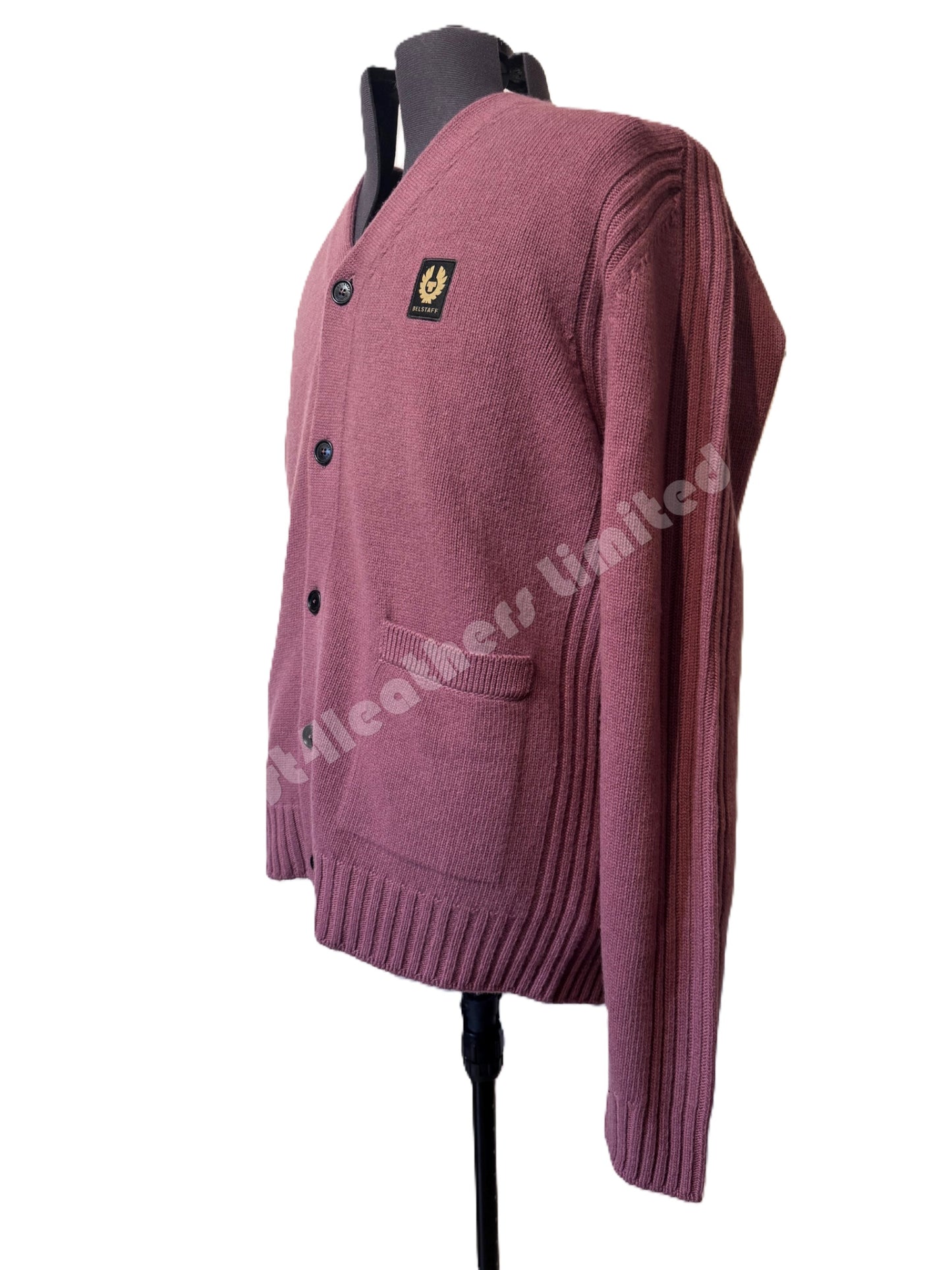 BELSTAFF WATCH BUTTON UP WOOL CARDIGAN JUMPER MULBERRY RED RRP £325 BNWT