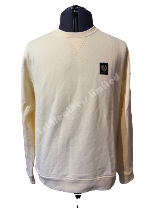 BELSTAFF PHOENIX PATCH CREW NECK SWEATSHIRT YELLOW SAND RRP £150 BNWT