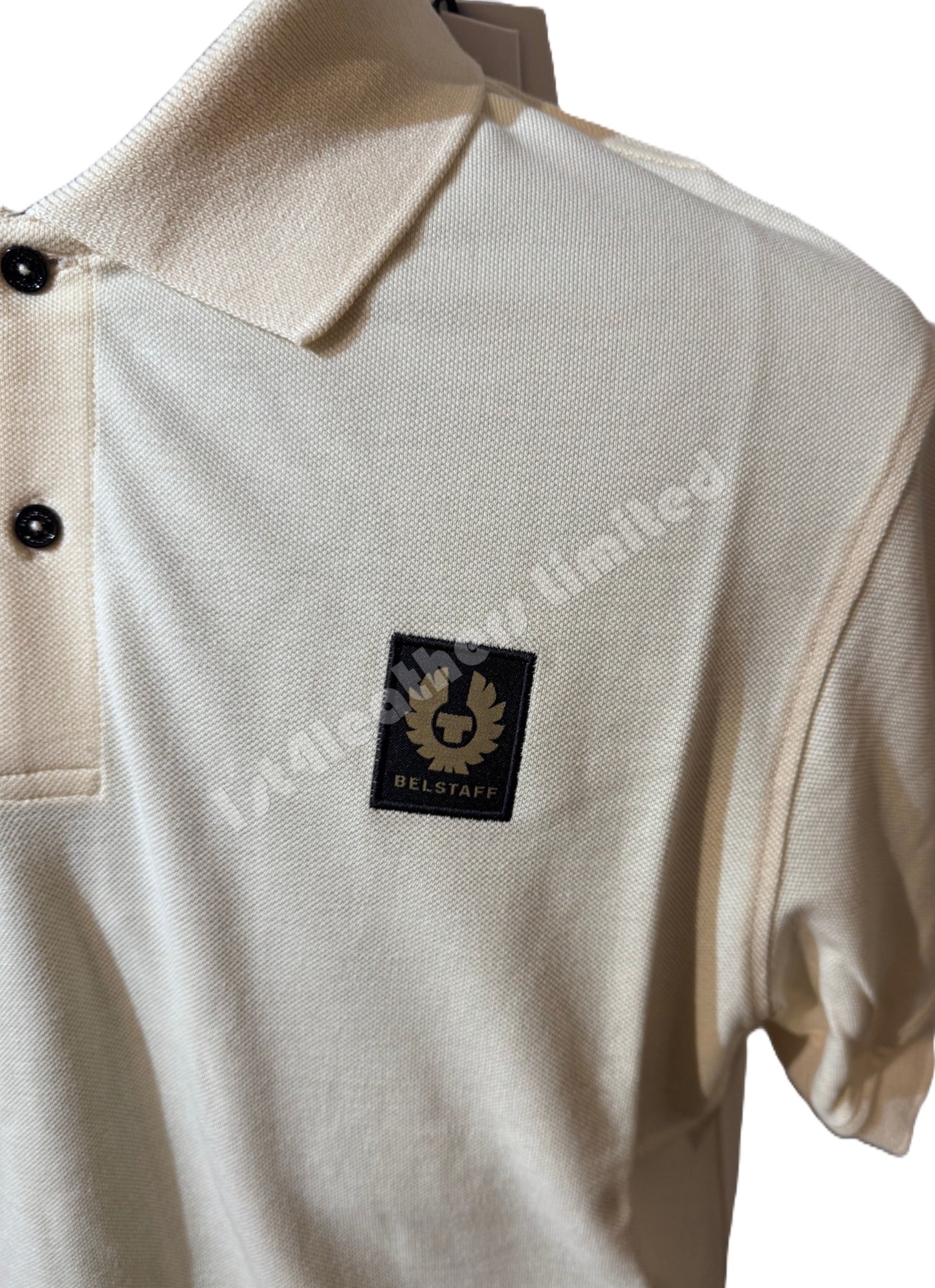 BELSTAFF PIQUE COTTON POLO SHIRT YELLOW SAND (CREAM) RRP £95 BNWT