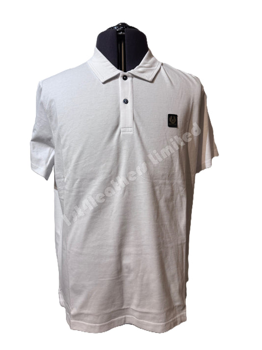 BELSTAFF MONITOR MICRO PIQUE COTTON POLO SHIRT WHITE RRP £110 BNWT