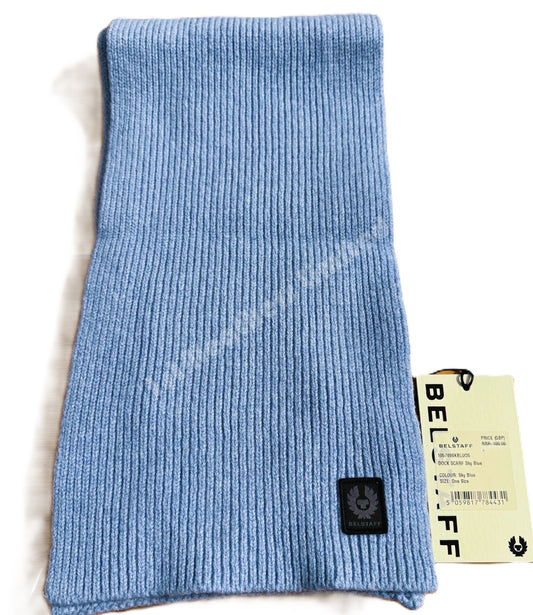 BELSTAFF PHOENIX LOGO WOOL DOCK SCARF SKY BLUE MADE IN UK RRP £100 BNWT