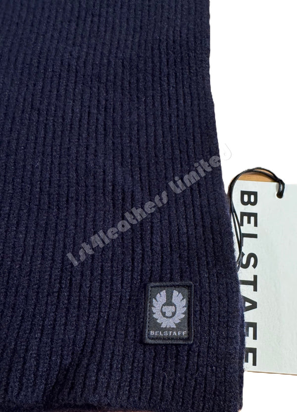 BELSTAFF PHOENIX LOGO WOOL DOCK SCARF DARK INK NAVY MADE IN UK RRP £100 BNWT